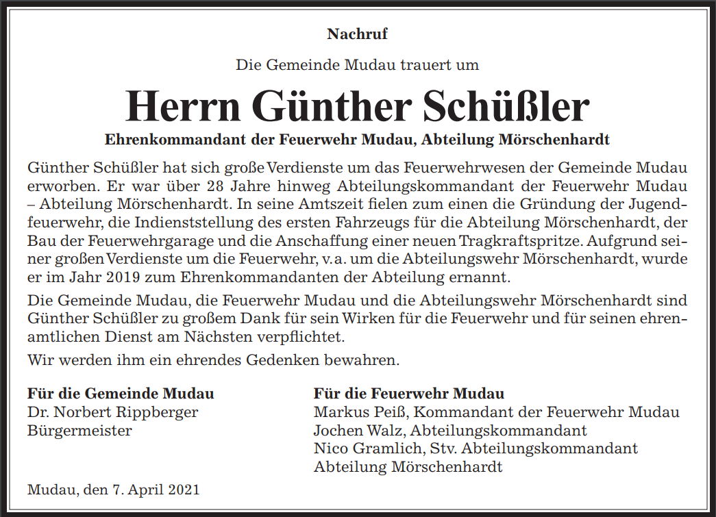 Guenther Schuessler Nachruf